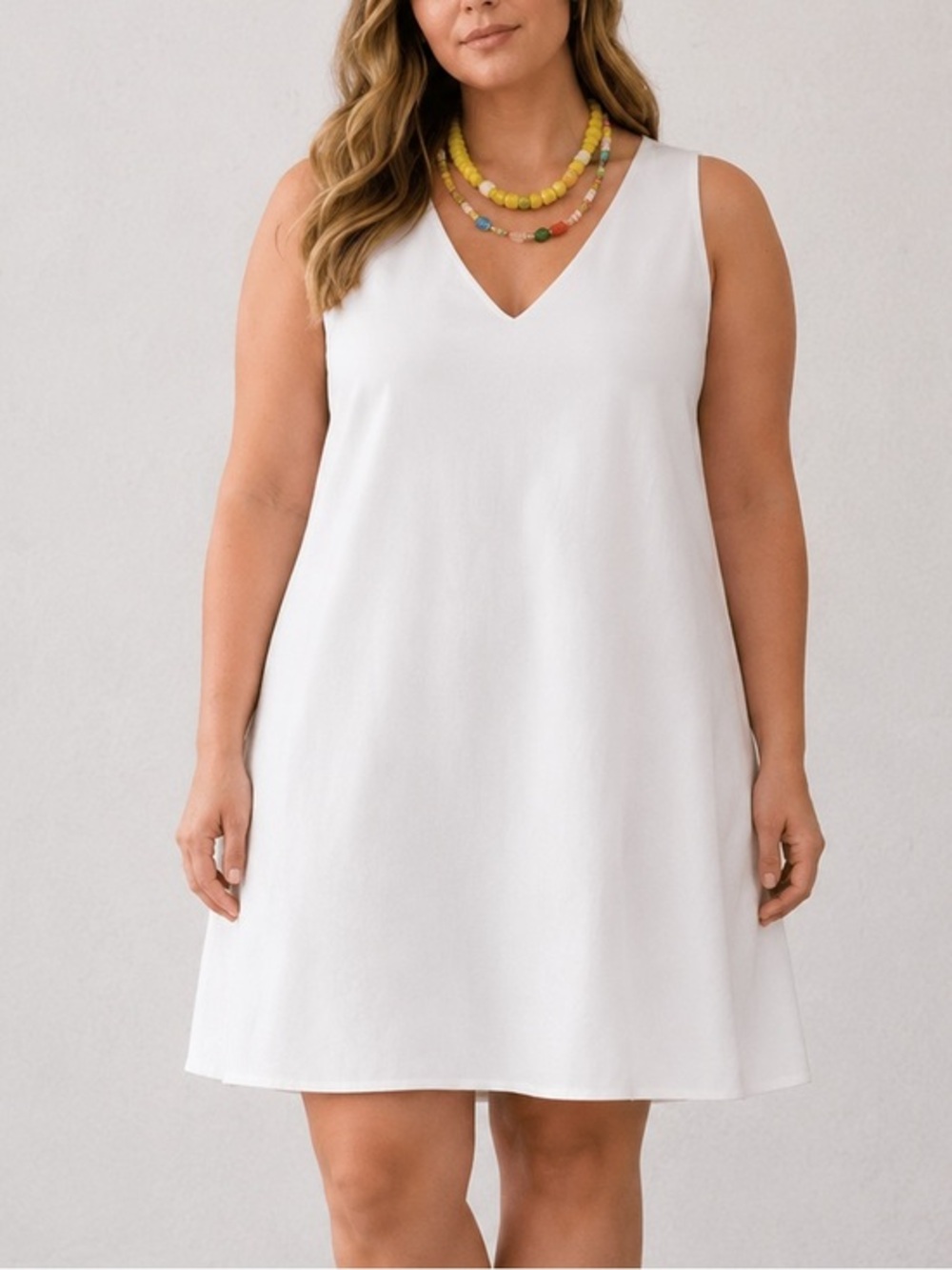 Tuckernuck Pomander Place Ivory Knit Shift Sleeveless V-Neck Mini Dress